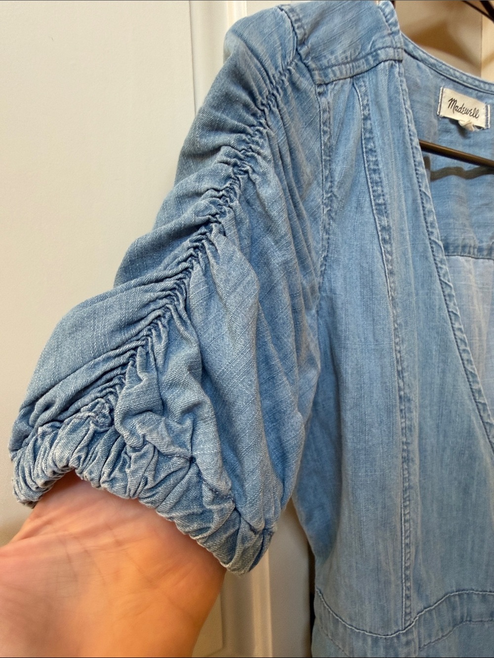 Madewell Chambray Wrap Dress in Light Blue - Picture 4 of 4